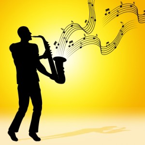 Sun Saxophone Means Jazz Music And Acoustic